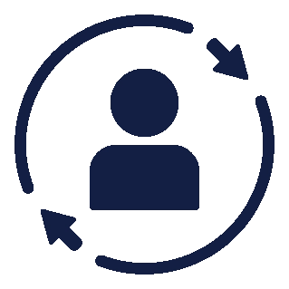 Whole person icon in USA blue.